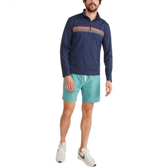 NEW MARINE LAYER striped quarter zip jacket in navy - Picture 5 of 6